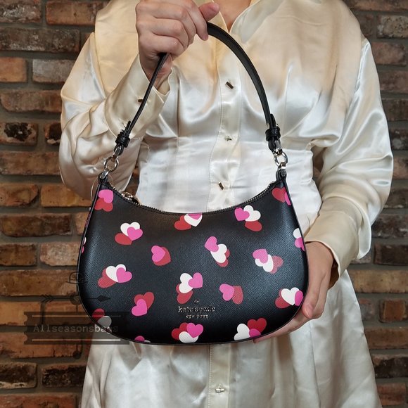 AUTHENTIC Kate Spade Staci Flutter Heart Half MOON Small Shoulder Bag Crossbody - Picture 1 of 8